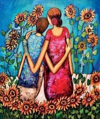 Shazly Khan, My world is beautiful with you, 24 x 20 Inch, Acrylic on Canvas, Figurative Paintings, AC-SZK-147